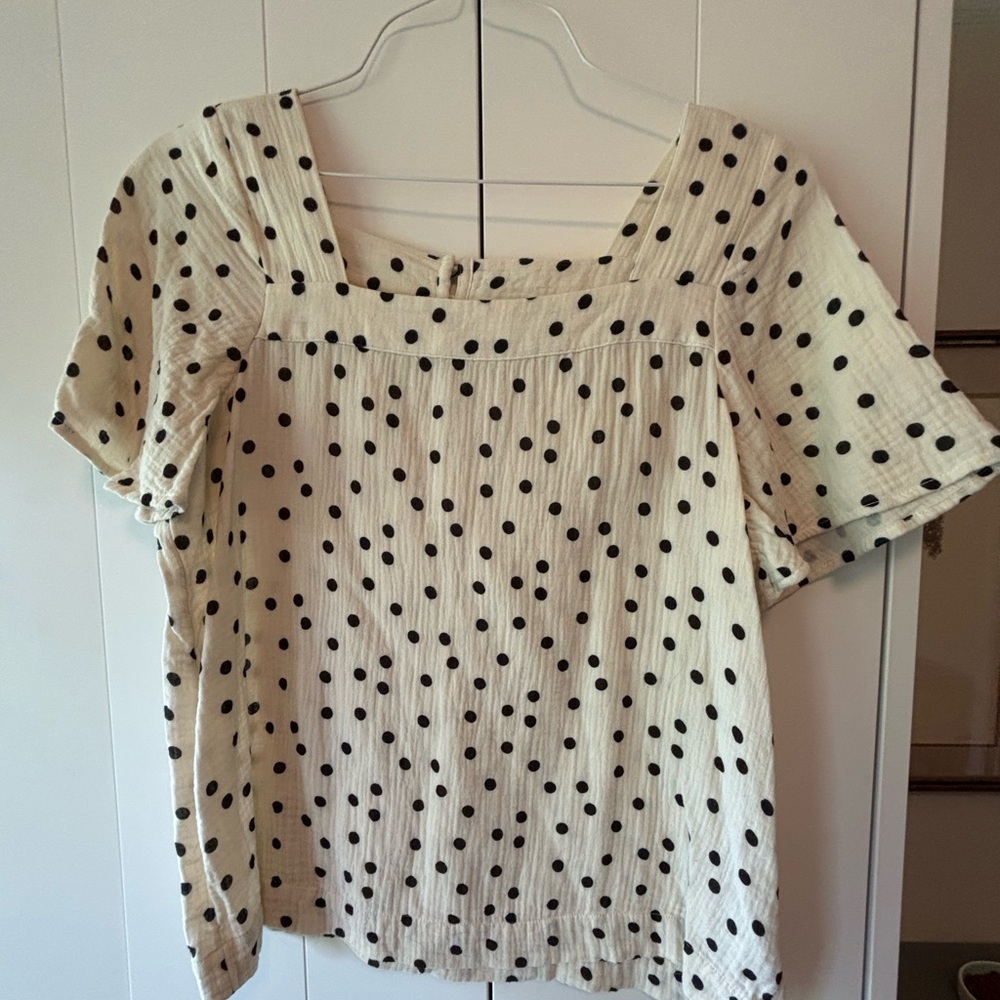 Madewell Cream and Black Polka Dot Blouse